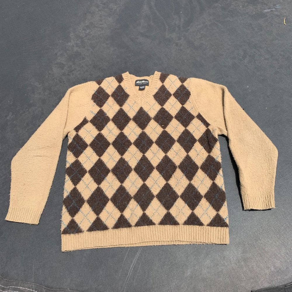 Eddie Bauer Vintage Wool Argyle Sweater